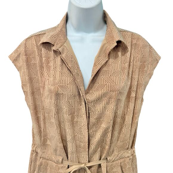 REI Cooperative Tan Brown Drawstring Patterned Shift Short Sleeve Dress size XS - Picture 10 of 13